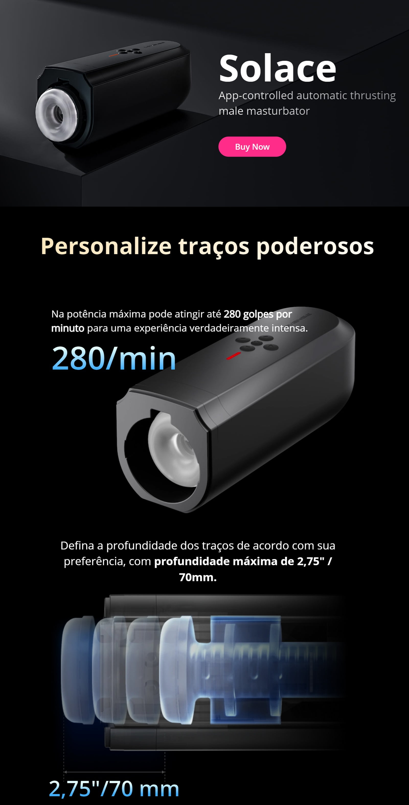 Solace Lovense Masturbador Masculino Elétrico Impulso Automático