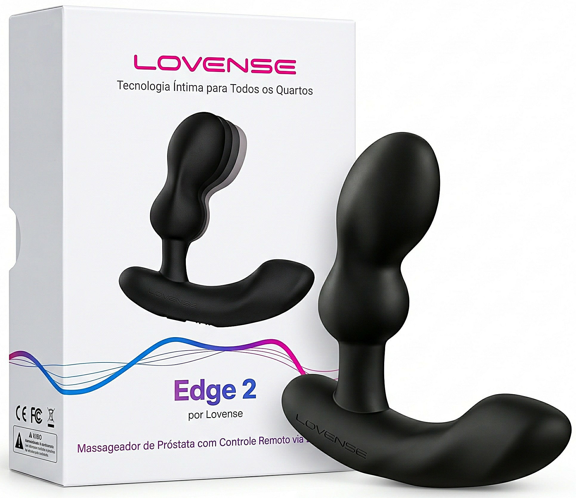 Lovense Edge 2 Massageador de Próstata Ajustável Vibratório Controle Remoto de Longa Distância via Aplicativo Bluetooth Duplo Estímulo Vibração Potente Plug Anal Masculino Interativo Recarregável