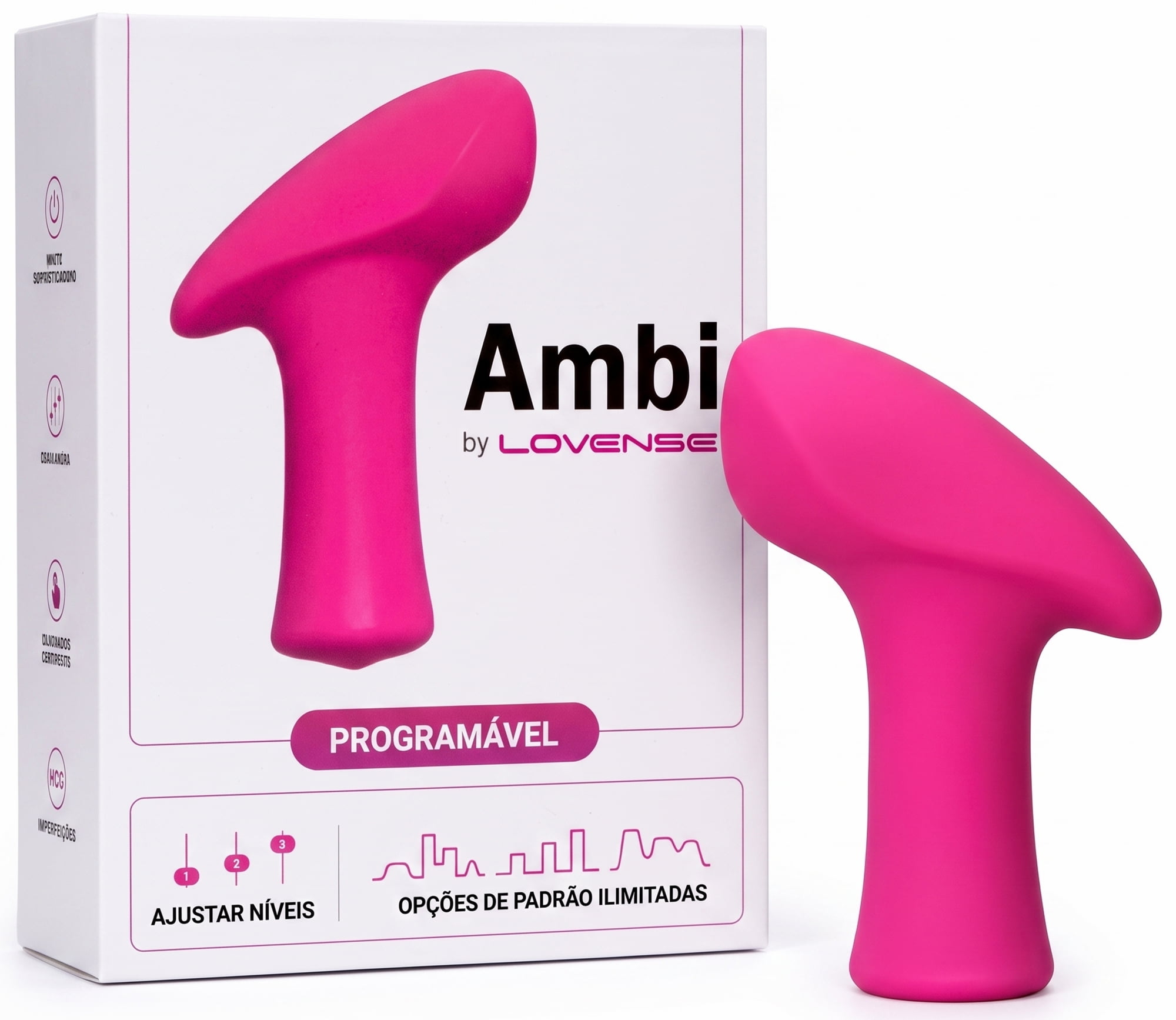 Lovense Ambi Vibrador Mini Bullet Versátil Poderoso Estimula Clitóris e Área Externa da Vagina Formato de Martelo Controle Via Aplicativo e Bluetooth Interativo Design Ergonômico Para Prazer Discreto