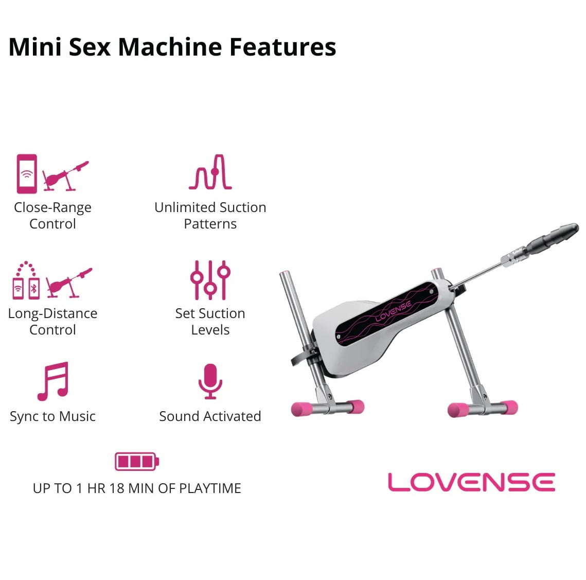 Mini Sex Machine Lovense, Máquina de Sexo Velocidade Ajustável