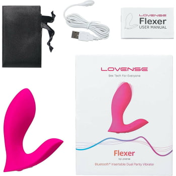 Lovense Flexer Vibrador Borboleta de Calcinha, Duplo Estimula Ponto G e Clitóris com Três Motores