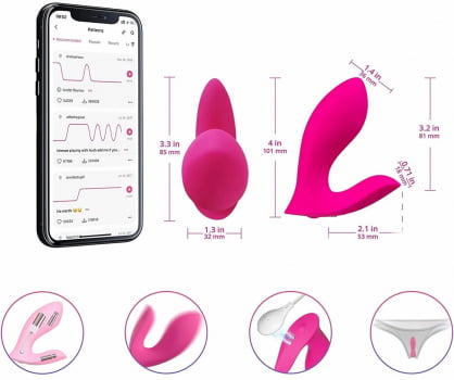 Lovense Flexer Vibrador Borboleta de Calcinha, Duplo Estimula Ponto G e Clitóris com Três Motores