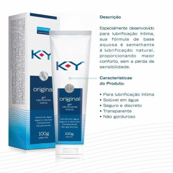 Gel Lubrificante Íntimo K-Y Original a Base de Água, Bisnaga com 100g