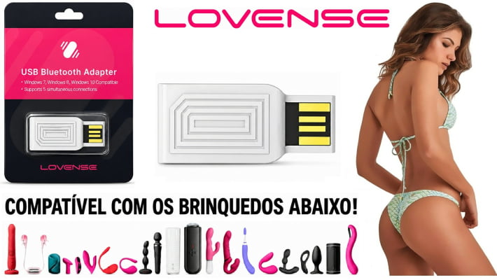 Lovense Adaptador USB Bluetooth Conecte Brinquedos Lovense ao PC e Notebook Compatível com Windows 8, 10 e 11 Plug and Play Conexão de Até 5 Brinquedos ao Mesmo Tempo Entrada USB Tipo A Dongle Lush 4
