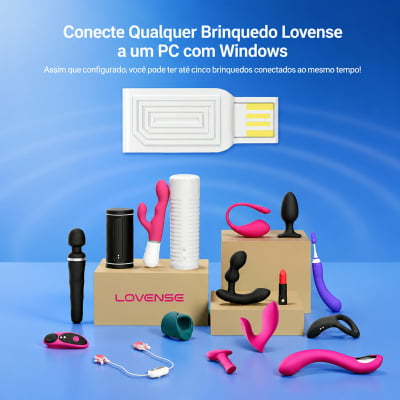 Lovense Adaptador USB Bluetooth Conecte Brinquedos Lovense ao PC e Notebook Compatível com Windows 8, 10 e 11 Plug and Play Conexão de Até 5 Brinquedos ao Mesmo Tempo Entrada USB Tipo A Dongle Lush 4
