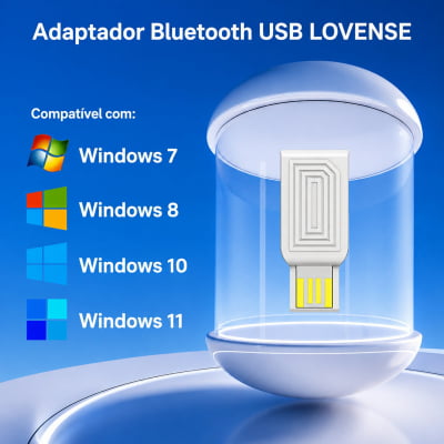 Lovense Adaptador USB Bluetooth Conecte Brinquedos Lovense ao PC e Notebook Compatível com Windows 8, 10 e 11 Plug and Play Conexão de Até 5 Brinquedos ao Mesmo Tempo Entrada USB Tipo A Dongle Lush 4