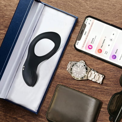 Lovense Diamo Anel Peniano Vibratório Estimulador de Períneo Inteligente e Interativo com Vibrações Programáveis, Controle à Distância por Aplicativo, Bluetooth iOS e Android, em Silicone Flexível