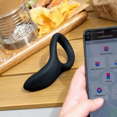 Lovense Diamo Anel Peniano Vibratório Estimulador de Períneo Inteligente e Interativo com Vibrações Programáveis, Controle à Distância por Aplicativo, Bluetooth iOS e Android, em Silicone Flexível
