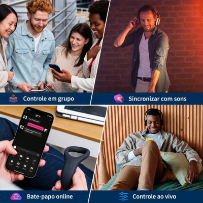 Lovense Diamo Anel Peniano Vibratório Estimulador de Períneo Inteligente e Interativo com Vibrações Programáveis, Controle à Distância por Aplicativo, Bluetooth iOS e Android, em Silicone Flexível