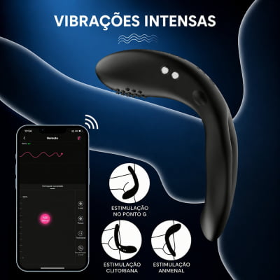 Lovense Diamo Anel Peniano Vibratório Estimulador de Períneo Inteligente e Interativo com Vibrações Programáveis, Controle à Distância por Aplicativo, Bluetooth iOS e Android, em Silicone Flexível