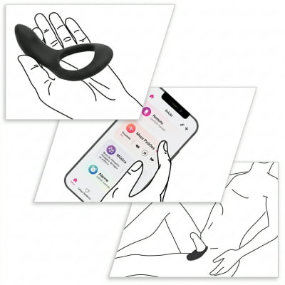 Lovense Diamo Anel Peniano Vibratório Estimulador de Períneo Inteligente e Interativo com Vibrações Programáveis, Controle à Distância por Aplicativo, Bluetooth iOS e Android, em Silicone Flexível