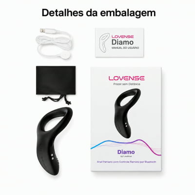 Lovense Diamo Anel Peniano Vibratório Estimulador de Períneo Inteligente e Interativo com Vibrações Programáveis, Controle à Distância por Aplicativo, Bluetooth iOS e Android, em Silicone Flexível