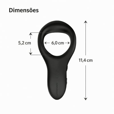 Lovense Diamo Anel Peniano Vibratório Estimulador de Períneo Inteligente e Interativo com Vibrações Programáveis, Controle à Distância por Aplicativo, Bluetooth iOS e Android, em Silicone Flexível