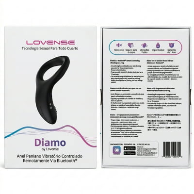 Lovense Diamo Anel Peniano Vibratório Estimulador de Períneo Inteligente e Interativo com Vibrações Programáveis, Controle à Distância por Aplicativo, Bluetooth iOS e Android, em Silicone Flexível