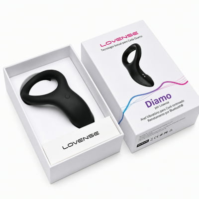 Lovense Diamo Anel Peniano Vibratório Estimulador de Períneo Inteligente e Interativo com Vibrações Programáveis, Controle à Distância por Aplicativo, Bluetooth iOS e Android, em Silicone Flexível