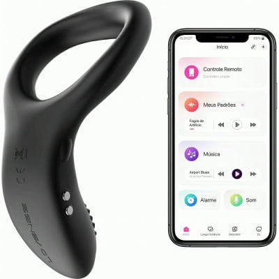Lovense Diamo Anel Peniano Vibratório Estimulador de Períneo Inteligente e Interativo com Vibrações Programáveis, Controle à Distância por Aplicativo, Bluetooth iOS e Android, em Silicone Flexível