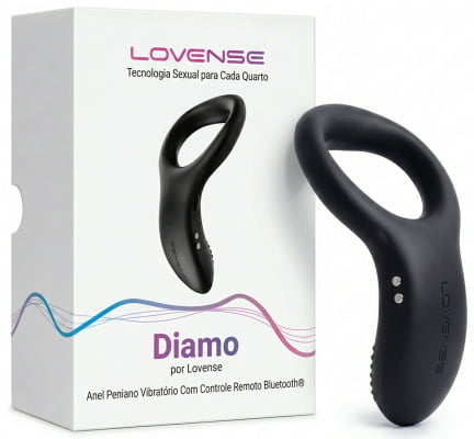 Lovense Diamo Anel Peniano Vibratório Estimulador de Períneo Inteligente e Interativo com Vibrações Programáveis, Controle à Distância por Aplicativo, Bluetooth iOS e Android, em Silicone Flexível