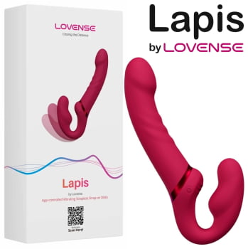 Lovense Lapis Cinta Peniana Strap-on sem Alças (Cintaralha), Ponta Dupla, Vibratória, Controlado Por Aplicativo, Para Casal Lésbicas
