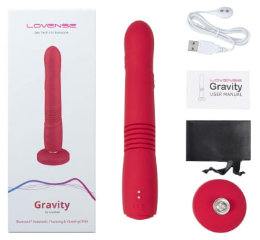 Lovense Gravity Dildo Vibratório com Ventosa Controlado por Aplicativo Bluetooth