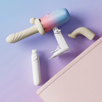 Lovense Spinel Dildo com Empuxo, Vibração e Aquecimento, Controle por Aplicativo, Máquina Sexual Portátil com Acessórios Intercambiáveis, Dupla Estimulação