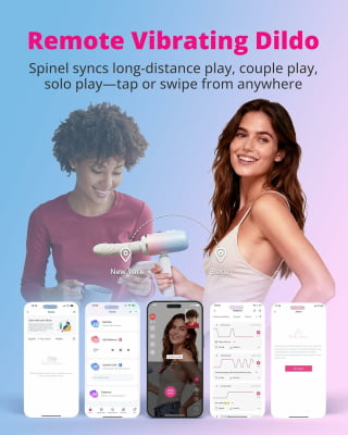 Lovense Spinel Dildo com Empuxo, Vibração e Aquecimento, Controle por Aplicativo, Máquina Sexual Portátil com Acessórios Intercambiáveis, Dupla Estimulação