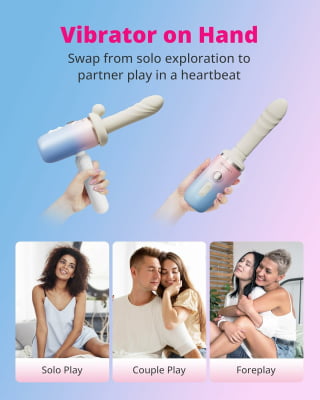 Lovense Spinel Dildo com Empuxo, Vibração e Aquecimento, Controle por Aplicativo, Máquina Sexual Portátil com Acessórios Intercambiáveis, Dupla Estimulação