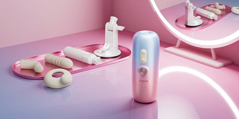 Lovense Spinel Dildo com Empuxo, Vibração e Aquecimento, Controle por Aplicativo, Máquina Sexual Portátil com Acessórios Intercambiáveis, Dupla Estimulação