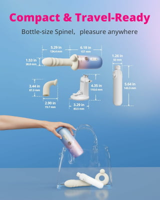 Lovense Spinel Dildo com Empuxo, Vibração e Aquecimento, Controle por Aplicativo, Máquina Sexual Portátil com Acessórios Intercambiáveis, Dupla Estimulação