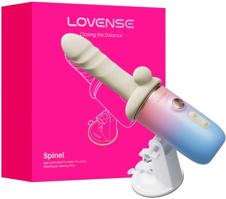 Lovense Spinel Dildo com Empuxo, Vibração e Aquecimento, Controle por Aplicativo, Máquina Sexual Portátil com Acessórios Intercambiáveis, Dupla Estimulação