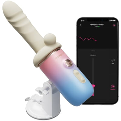Lovense Spinel Dildo com Empuxo, Vibração e Aquecimento, Controle por Aplicativo, Máquina Sexual Portátil com Acessórios Intercambiáveis, Dupla Estimulação