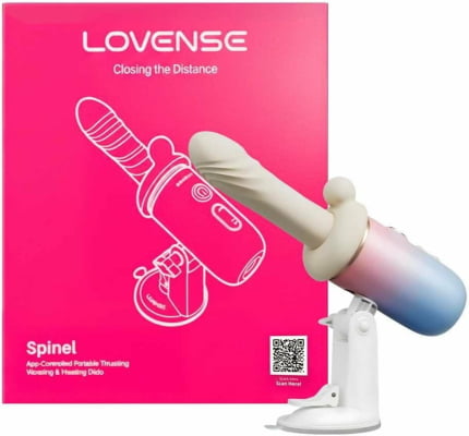 Lovense Spinel Dildo com Empuxo, Vibração e Aquecimento, Controle por Aplicativo, Máquina Sexual Portátil com Acessórios Intercambiáveis, Dupla Estimulação