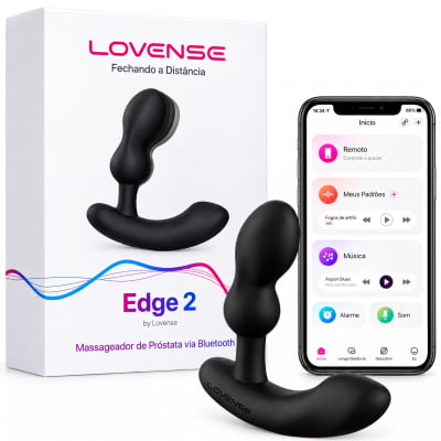 Lovense Edge 2 Massageador de Próstata Ajustável Vibratório Controle Remoto de Longa Distância via Aplicativo Bluetooth Duplo Estímulo Vibração Potente Plug Anal Masculino Interativo Recarregável