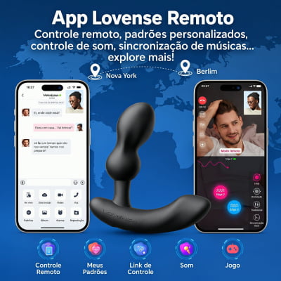 Lovense Edge 2 Massageador de Próstata Ajustável Vibratório Controle Remoto de Longa Distância via Aplicativo Bluetooth Duplo Estímulo Vibração Potente Plug Anal Masculino Interativo Recarregável