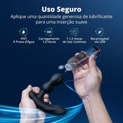 Lovense Edge 2 Massageador de Próstata Ajustável Vibratório Controle Remoto de Longa Distância via Aplicativo Bluetooth Duplo Estímulo Vibração Potente Plug Anal Masculino Interativo Recarregável
