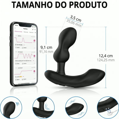 Lovense Edge 2 Massageador de Próstata Ajustável Vibratório Controle Remoto de Longa Distância via Aplicativo Bluetooth Duplo Estímulo Vibração Potente Plug Anal Masculino Interativo Recarregável