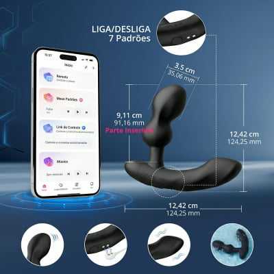 Lovense Edge 2 Massageador de Próstata Ajustável Vibratório Controle Remoto de Longa Distância via Aplicativo Bluetooth Duplo Estímulo Vibração Potente Plug Anal Masculino Interativo Recarregável
