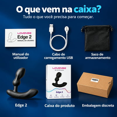 Lovense Edge 2 Massageador de Próstata Ajustável Vibratório Controle Remoto de Longa Distância via Aplicativo Bluetooth Duplo Estímulo Vibração Potente Plug Anal Masculino Interativo Recarregável
