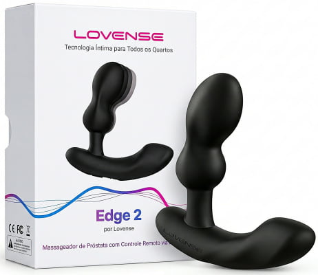 Lovense Edge 2 Massageador de Próstata Ajustável Vibratório Controle Remoto de Longa Distância via Aplicativo Bluetooth Duplo Estímulo Vibração Potente Plug Anal Masculino Interativo Recarregável