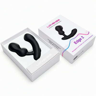 Lovense Edge 2 Massageador de Próstata Ajustável Vibratório Controle Remoto de Longa Distância via Aplicativo Bluetooth Duplo Estímulo Vibração Potente Plug Anal Masculino Interativo Recarregável