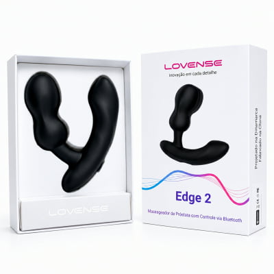 Lovense Edge 2 Massageador de Próstata Ajustável Vibratório Controle Remoto de Longa Distância via Aplicativo Bluetooth Duplo Estímulo Vibração Potente Plug Anal Masculino Interativo Recarregável