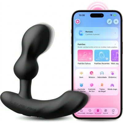 Lovense Edge 2 Massageador de Próstata Ajustável Vibratório Controle Remoto de Longa Distância via Aplicativo Bluetooth Duplo Estímulo Vibração Potente Plug Anal Masculino Interativo Recarregável