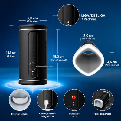 Lovense Calor Masturbador Masculino Vibratório Com Aquecimento e Sensor de Profundidade, Controle Remoto por App Para Interação a Distância, À Prova d'Água Orifício Arredondado Simula o Estímulo Oral