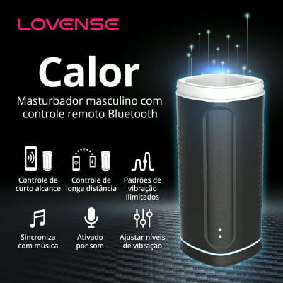 Lovense Calor Masturbador Masculino Vibratório Com Aquecimento e Sensor de Profundidade, Controle Remoto por App Para Interação a Distância, À Prova d'Água Orifício Arredondado Simula o Estímulo Oral