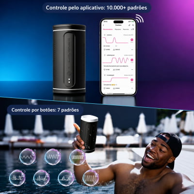 Lovense Calor Masturbador Masculino Vibratório Com Aquecimento e Sensor de Profundidade, Controle Remoto por App Para Interação a Distância, À Prova d'Água Orifício Arredondado Simula o Estímulo Oral