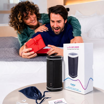 Lovense Calor Masturbador Masculino Vibratório Com Aquecimento e Sensor de Profundidade, Controle Remoto por App Para Interação a Distância, À Prova d'Água Orifício Arredondado Simula o Estímulo Oral
