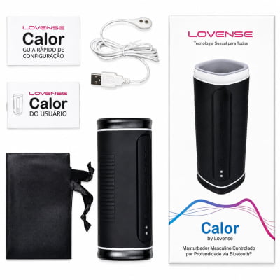 Lovense Calor Masturbador Masculino Vibratório Com Aquecimento e Sensor de Profundidade, Controle Remoto por App Para Interação a Distância, À Prova d'Água Orifício Arredondado Simula o Estímulo Oral
