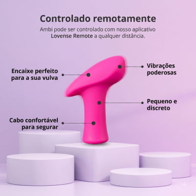 Lovense Ambi Vibrador Mini Bullet Versátil Poderoso Estimula Clitóris e Área Externa da Vagina Formato de Martelo Controle Via Aplicativo e Bluetooth Interativo Design Ergonômico Para Prazer Discreto