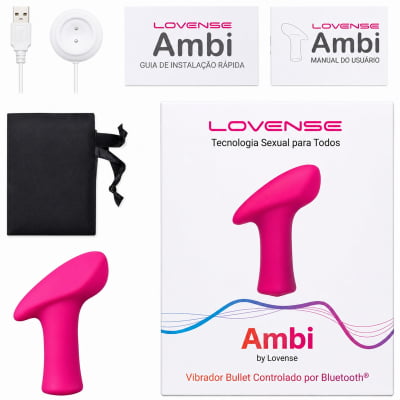 Lovense Ambi Vibrador Mini Bullet Versátil Poderoso Estimula Clitóris e Área Externa da Vagina Formato de Martelo Controle Via Aplicativo e Bluetooth Interativo Design Ergonômico Para Prazer Discreto