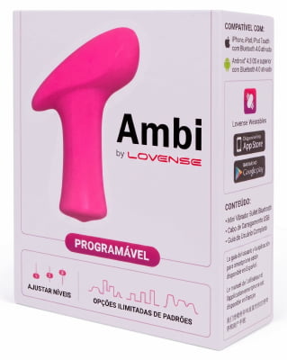 Lovense Ambi Vibrador Mini Bullet Versátil Poderoso Estimula Clitóris e Área Externa da Vagina Formato de Martelo Controle Via Aplicativo e Bluetooth Interativo Design Ergonômico Para Prazer Discreto