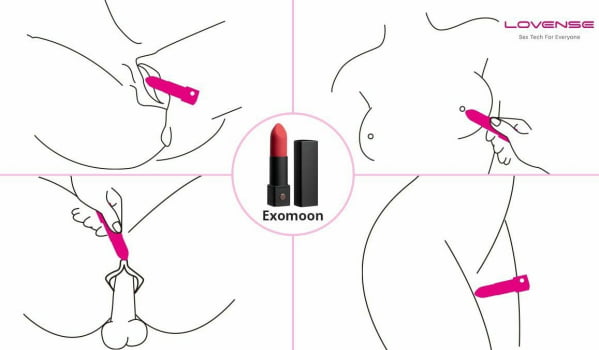 Lovense Exomoon Mini Vibrador Formato de Batom Massageador de Clitóris